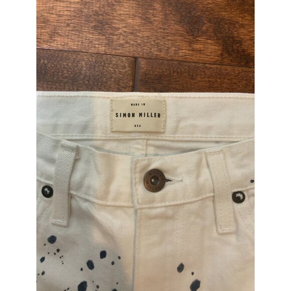 Simon Miller Palermo White Navy Paint Splatter Slim Boyfriend Denim Jeans Sz 25 - Picture 4 of 7